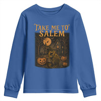 Take Me To Salem Youth Sweatshirt Halloween Witch Salem Trip Black Cat Spooky Season - Wonder Print Shop
