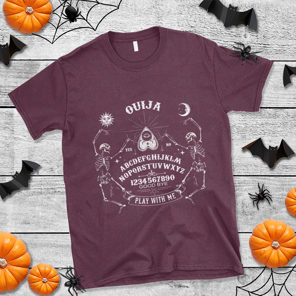 Ouija Board Spirit Board Occult Gothic Skeleton Halloween Pagan T Shirt - Wonder Print Shop