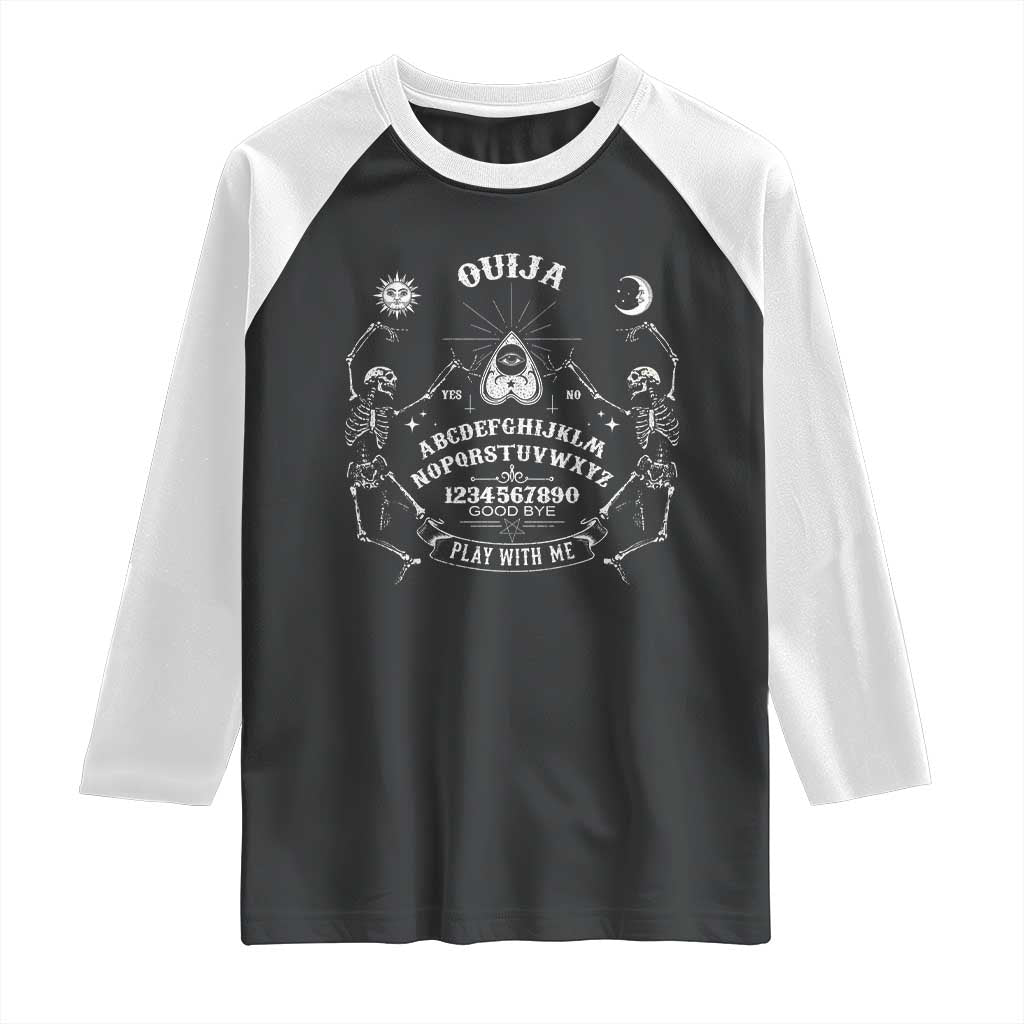 Ouija Board Spirit Board Occult Gothic Skeleton Halloween Pagan Raglan Shirt - Wonder Print Shop