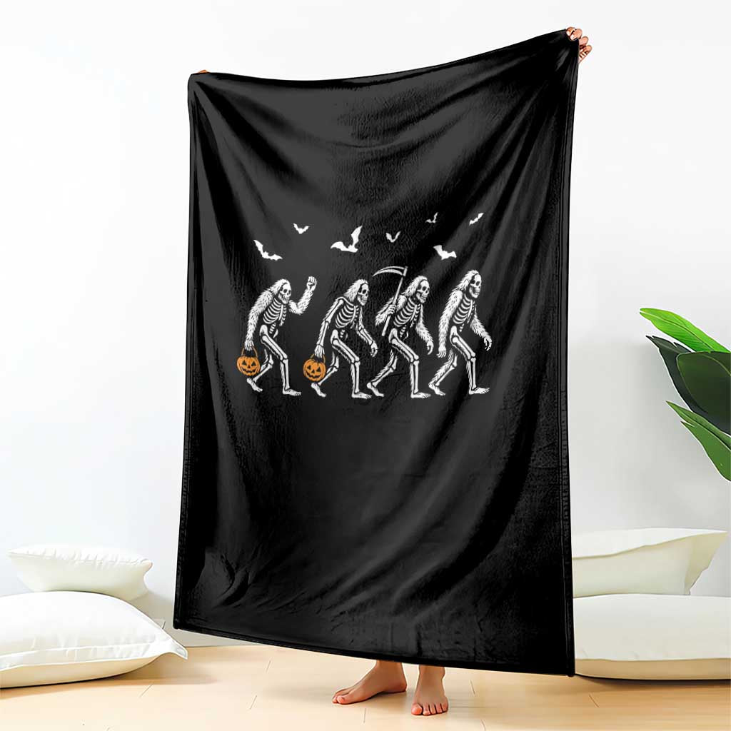 Funny Halloween Bigfoot Throw Blanket Skeleton Sasquatch Jack O Lantern - Wonder Print Shop