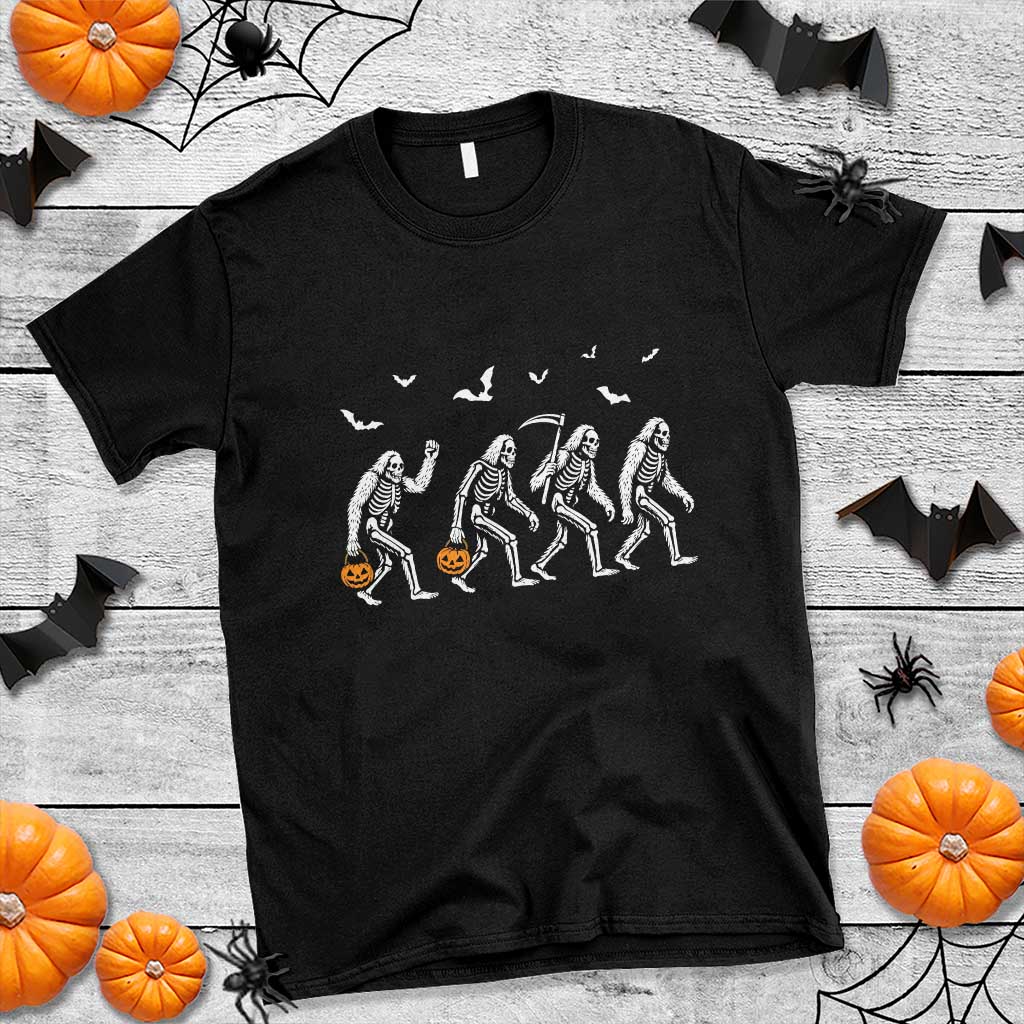 Funny Halloween Bigfoot T Shirt Skeleton Sasquatch Jack O Lantern TS11