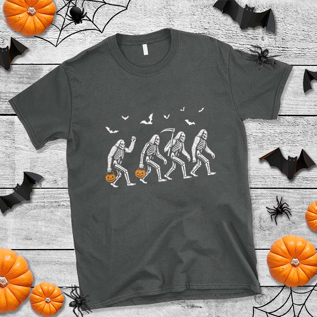 Funny Halloween Bigfoot T Shirt Skeleton Sasquatch Jack O Lantern TS11