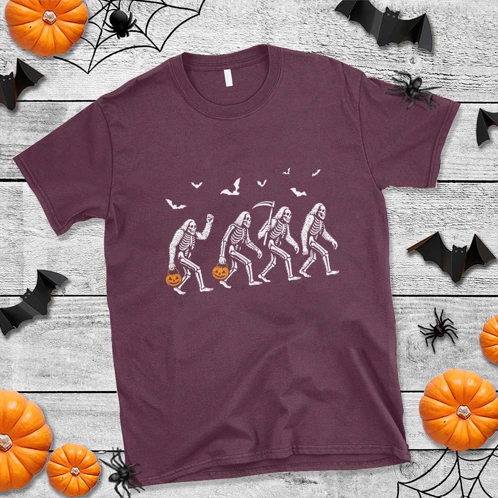 Funny Halloween Bigfoot T Shirt Skeleton Sasquatch Jack O Lantern TS11