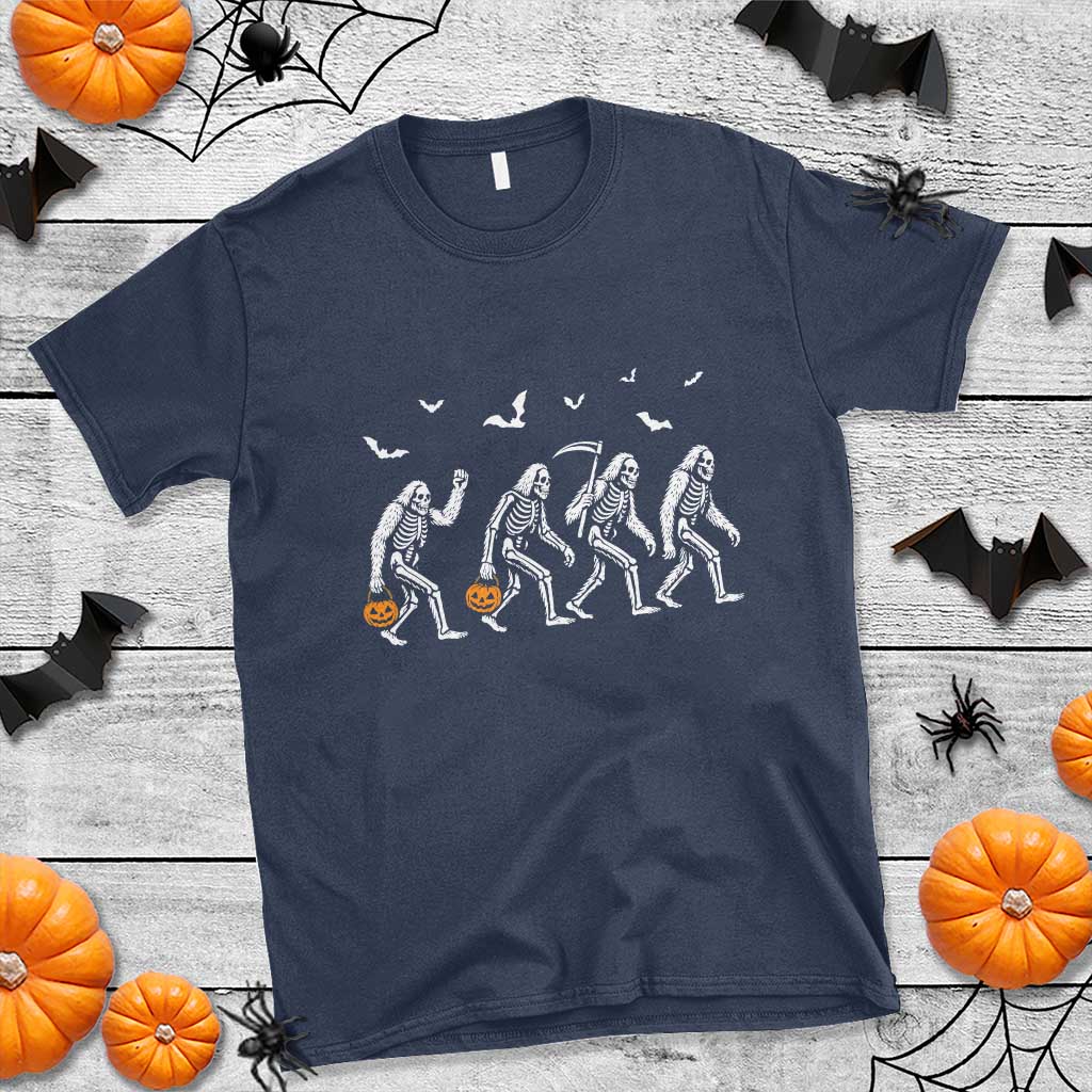 Funny Halloween Bigfoot T Shirt Skeleton Sasquatch Jack O Lantern TS11