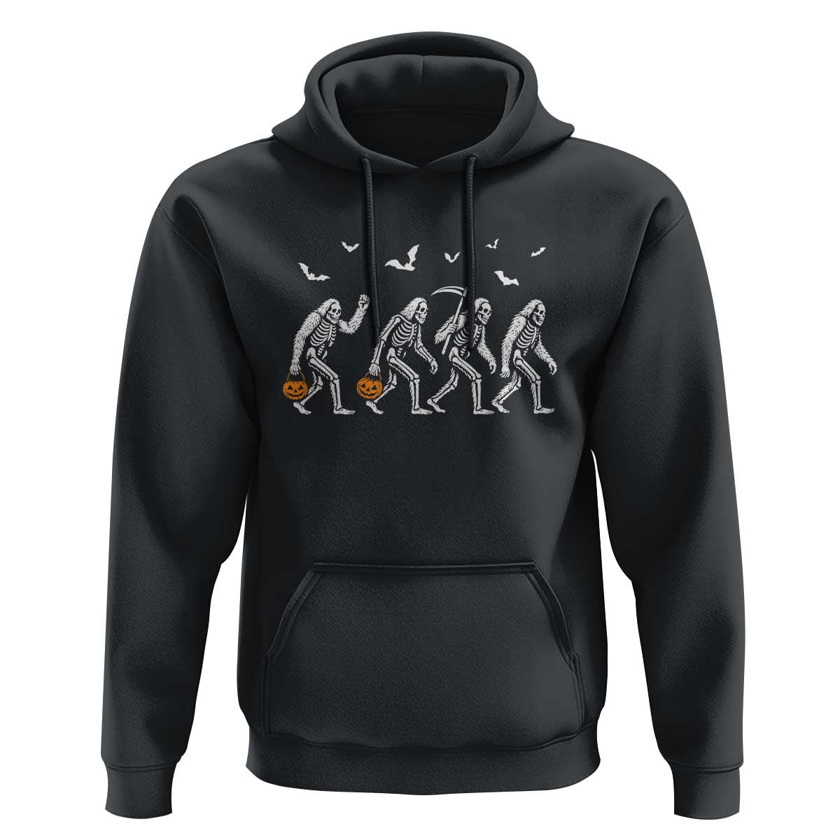 Funny Halloween Bigfoot Hoodie Skeleton Sasquatch Jack O Lantern - Wonder Print Shop