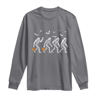 Funny Halloween Bigfoot Long Sleeve Shirt Skeleton Sasquatch Jack O Lantern - Wonder Print Shop
