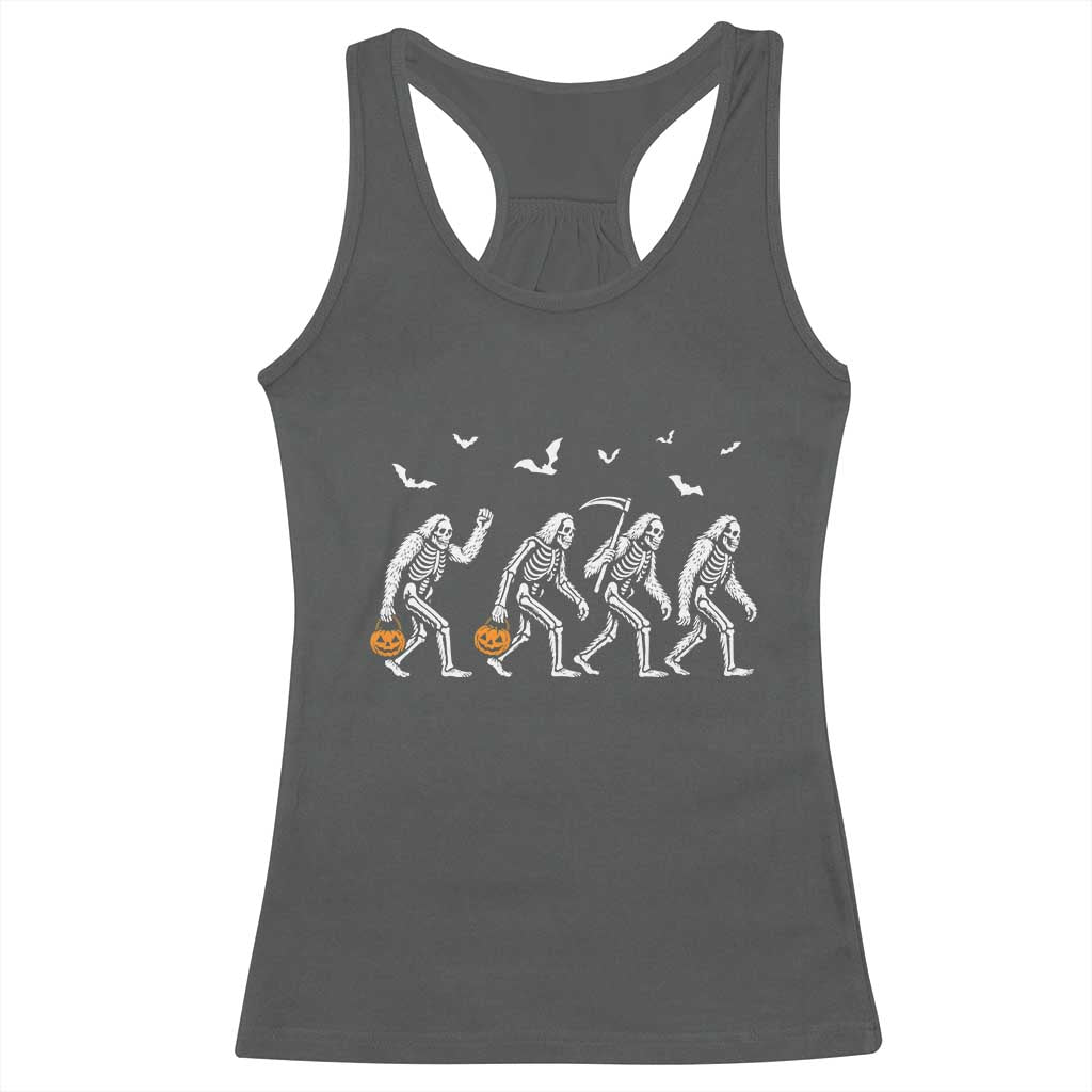 Funny Halloween Bigfoot Racerback Tank Top Skeleton Sasquatch Jack O Lantern - Wonder Print Shop