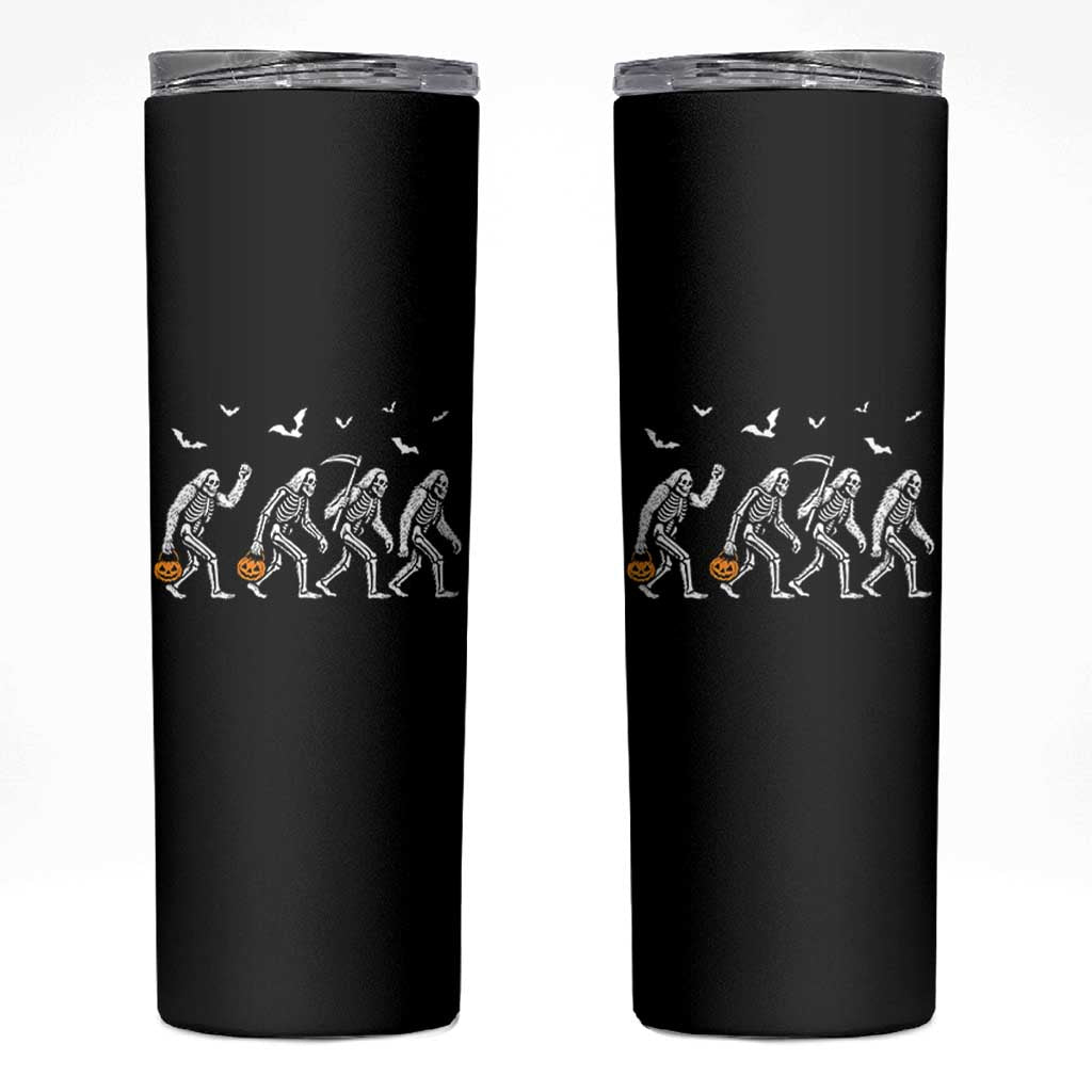 Funny Halloween Bigfoot Skinny Tumbler Skeleton Sasquatch Jack O Lantern - Wonder Print Shop