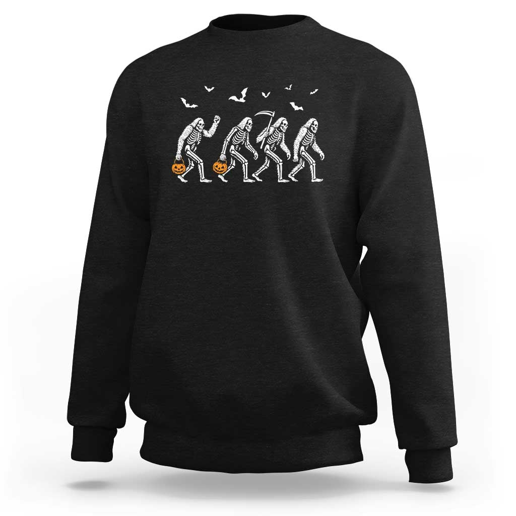 Funny Halloween Bigfoot Sweatshirt Skeleton Sasquatch Jack O Lantern - Wonder Print Shop