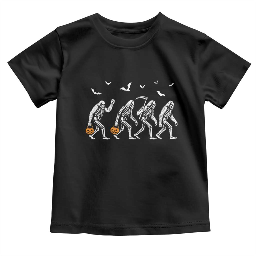 Funny Halloween Bigfoot Toddler T Shirt Skeleton Sasquatch Jack O Lantern - Wonder Print Shop