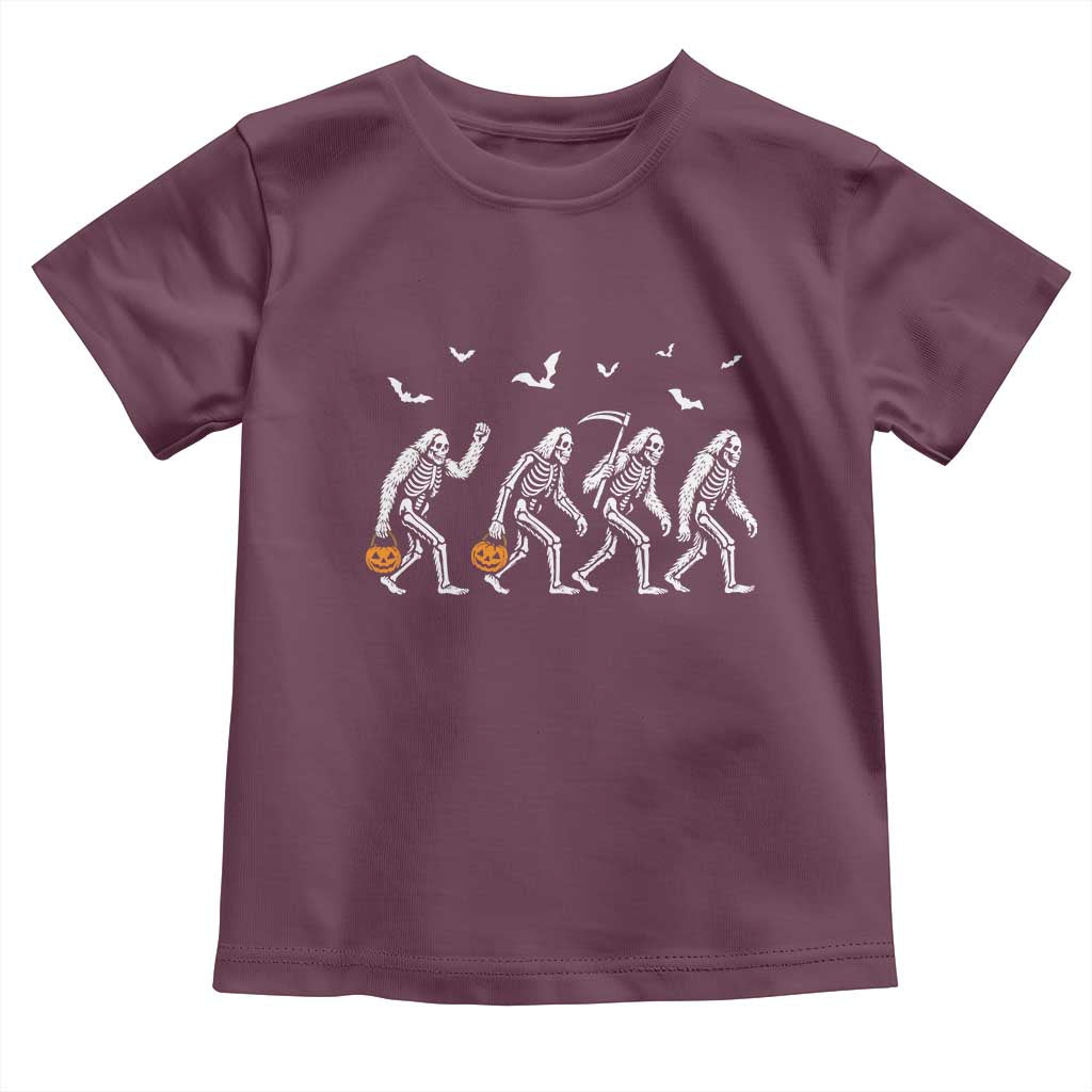 Funny Halloween Bigfoot Toddler T Shirt Skeleton Sasquatch Jack O Lantern - Wonder Print Shop