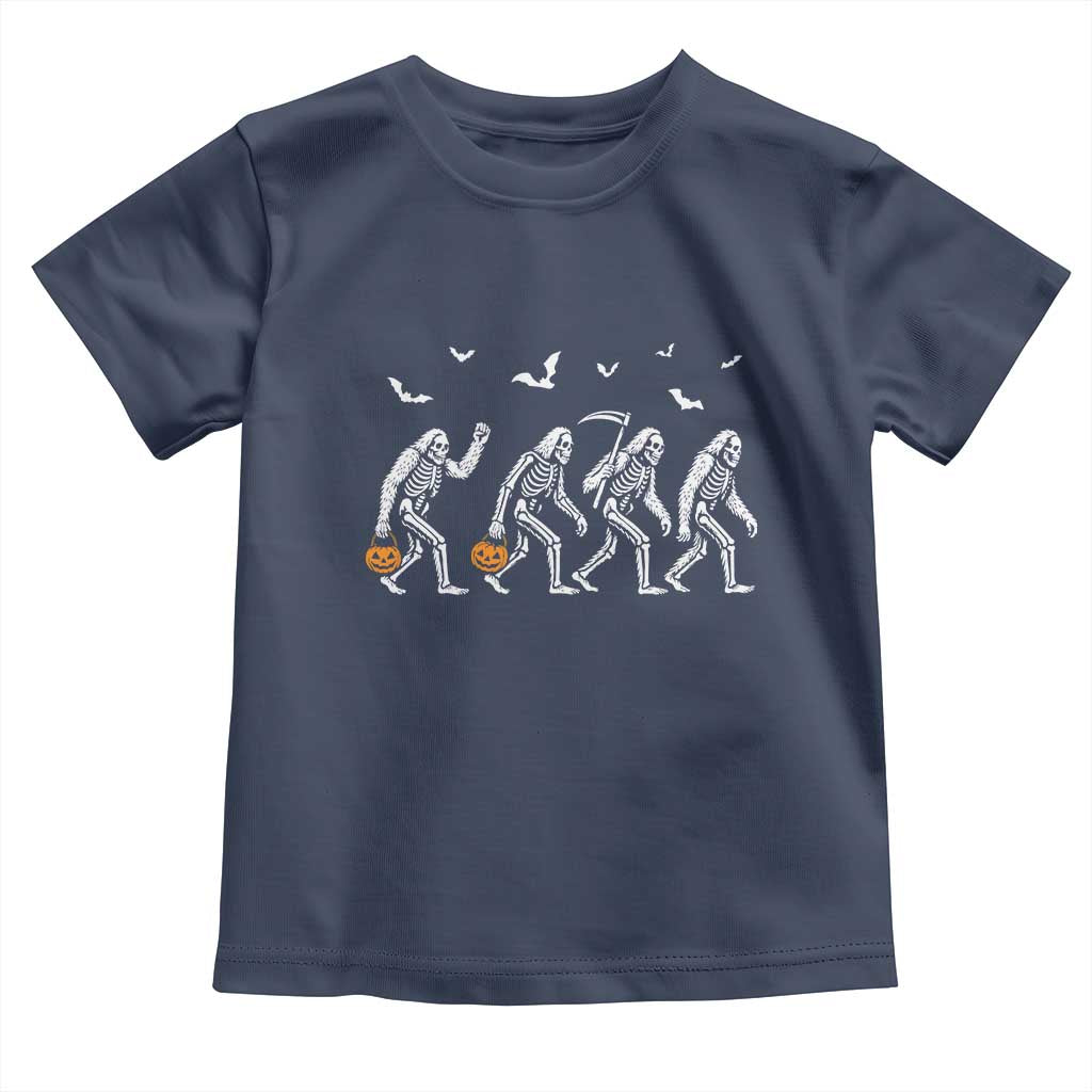 Funny Halloween Bigfoot Toddler T Shirt Skeleton Sasquatch Jack O Lantern - Wonder Print Shop