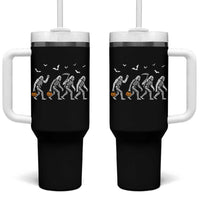 Funny Halloween Bigfoot Tumbler With Handle Skeleton Sasquatch Jack O Lantern - Wonder Print Shop