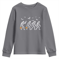 Funny Halloween Bigfoot Youth Sweatshirt Skeleton Sasquatch Jack O Lantern - Wonder Print Shop
