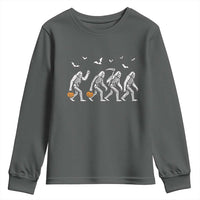 Funny Halloween Bigfoot Youth Sweatshirt Skeleton Sasquatch Jack O Lantern - Wonder Print Shop