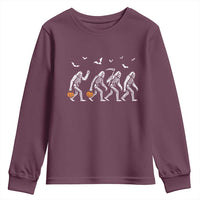 Funny Halloween Bigfoot Youth Sweatshirt Skeleton Sasquatch Jack O Lantern - Wonder Print Shop