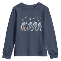 Funny Halloween Bigfoot Youth Sweatshirt Skeleton Sasquatch Jack O Lantern - Wonder Print Shop