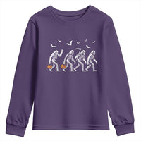 Funny Halloween Bigfoot Youth Sweatshirt Skeleton Sasquatch Jack O Lantern - Wonder Print Shop
