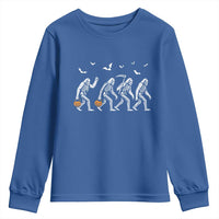 Funny Halloween Bigfoot Youth Sweatshirt Skeleton Sasquatch Jack O Lantern - Wonder Print Shop