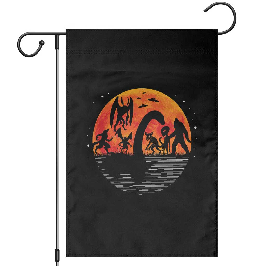 Funny Halloween Cryptid Folklore Bigfoot Alien Mothman Garden Flag - Wonder Print Shop