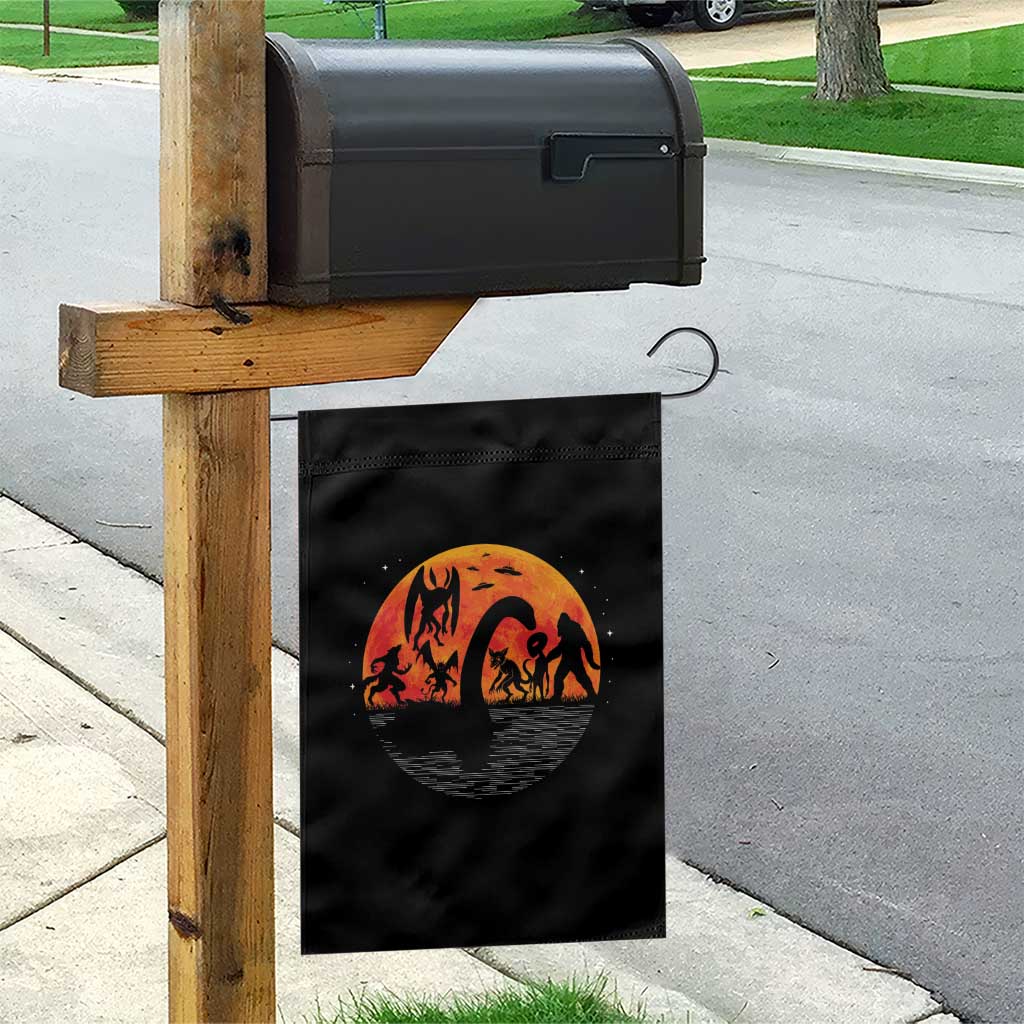 Funny Halloween Cryptid Folklore Bigfoot Alien Mothman Garden Flag - Wonder Print Shop