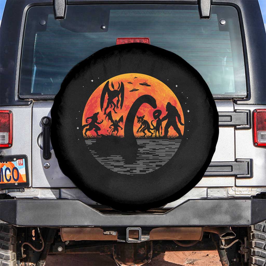 Funny Halloween Cryptid Folklore Bigfoot Alien Mothman Spare Tire Cover - Wonder Print Shop