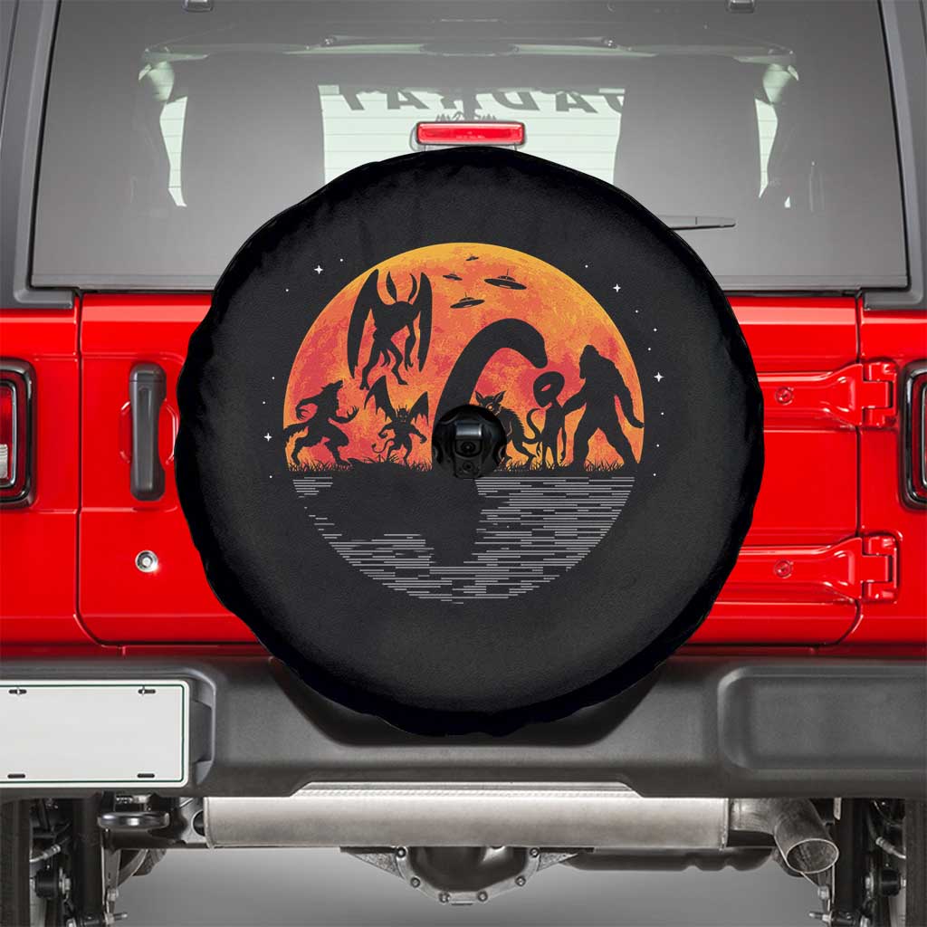 Funny Halloween Cryptid Folklore Bigfoot Alien Mothman Spare Tire Cover - Wonder Print Shop