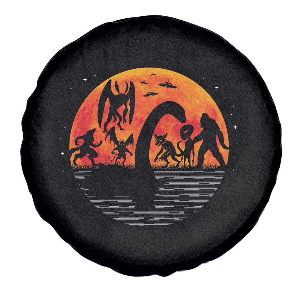 Funny Halloween Cryptid Folklore Bigfoot Alien Mothman Spare Tire Cover - Wonder Print Shop