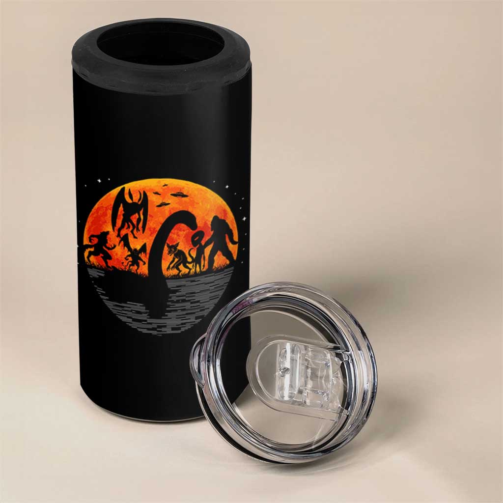 Funny Halloween Cryptid Folklore Bigfoot Alien Mothman 4 in 1 Can Cooler Tumbler - Wonder Print Shop