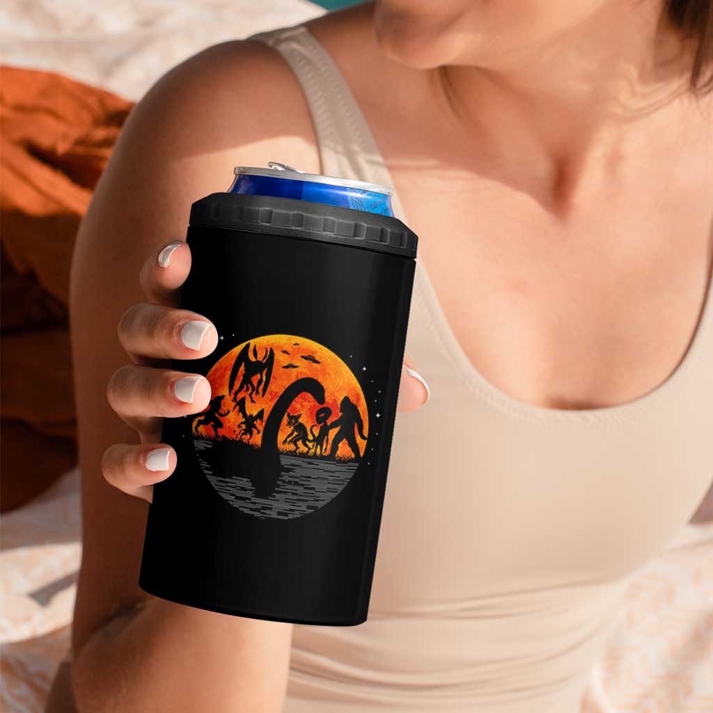 Funny Halloween Cryptid Folklore Bigfoot Alien Mothman 4 in 1 Can Cooler Tumbler - Wonder Print Shop