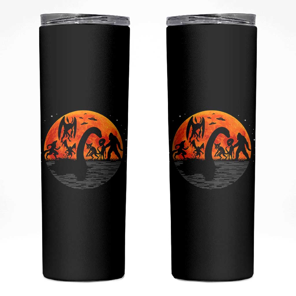 Funny Halloween Cryptid Folklore Bigfoot Alien Mothman Skinny Tumbler - Wonder Print Shop