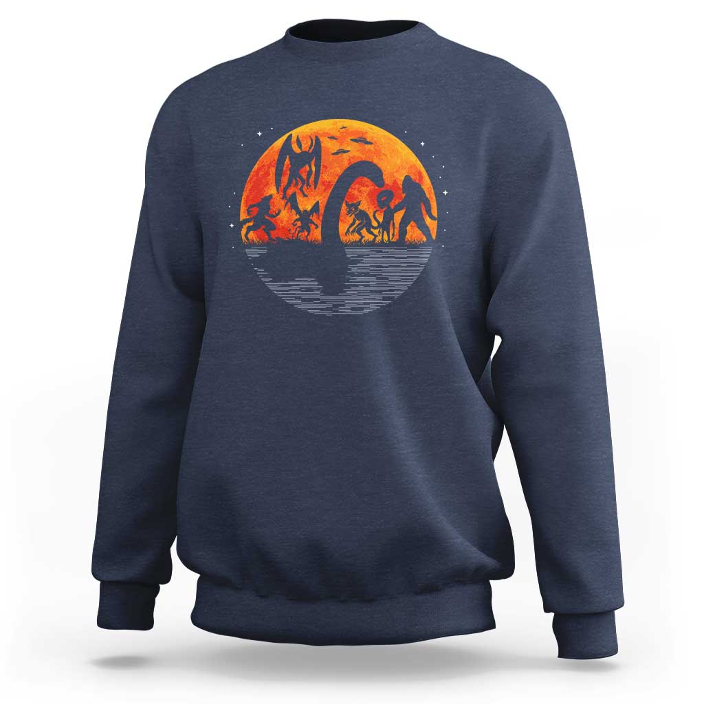 Funny Halloween Cryptid Folklore Bigfoot Alien Mothman Sweatshirt - Wonder Print Shop