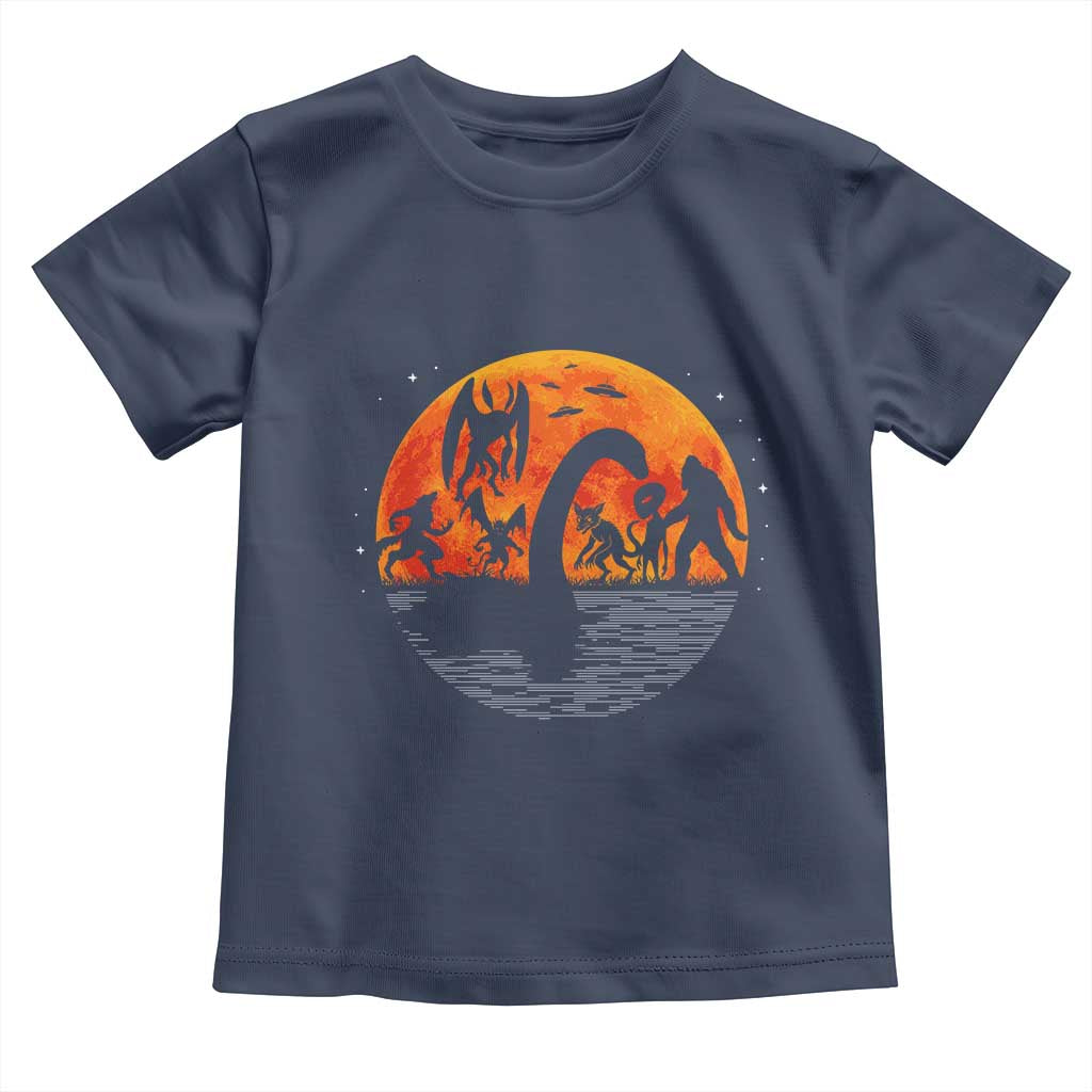 Funny Halloween Cryptid Folklore Bigfoot Alien Mothman Toddler T Shirt - Wonder Print Shop