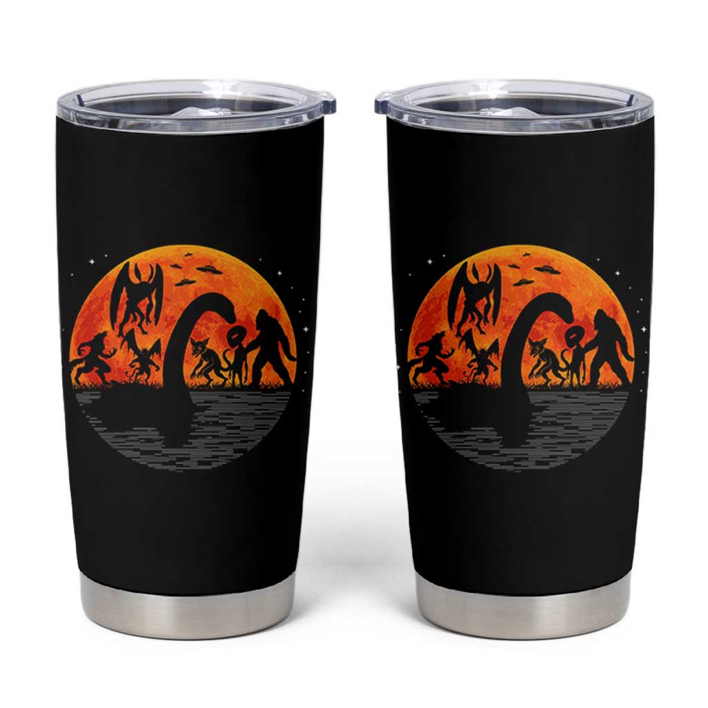 Funny Halloween Cryptid Folklore Bigfoot Alien Mothman Tumbler Cup - Wonder Print Shop