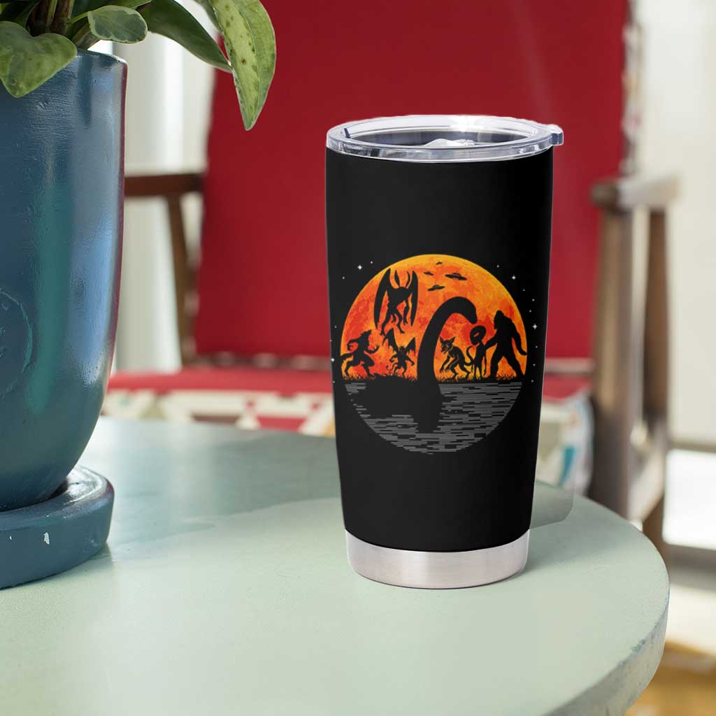 Funny Halloween Cryptid Folklore Bigfoot Alien Mothman Tumbler Cup - Wonder Print Shop