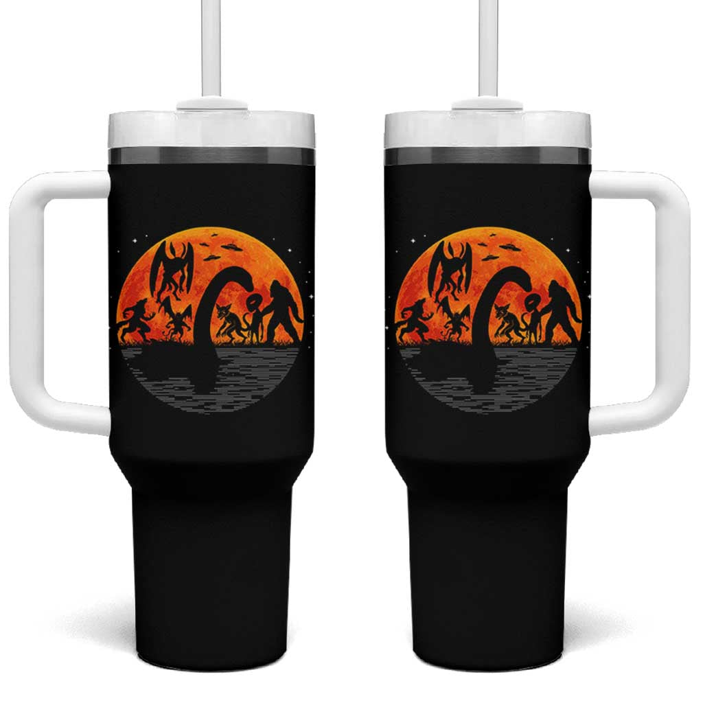 Funny Halloween Cryptid Folklore Bigfoot Alien Mothman Tumbler With Handle - Wonder Print Shop