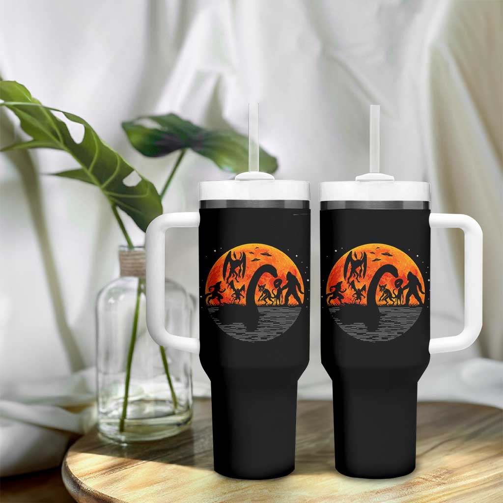 Funny Halloween Cryptid Folklore Bigfoot Alien Mothman Tumbler With Handle - Wonder Print Shop