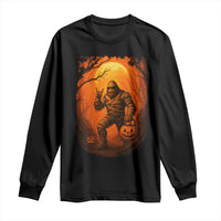 Funny Halloween Bigfoot Scary Spooky Cryptid Sasquatch Long Sleeve Shirt - Wonder Print Shop