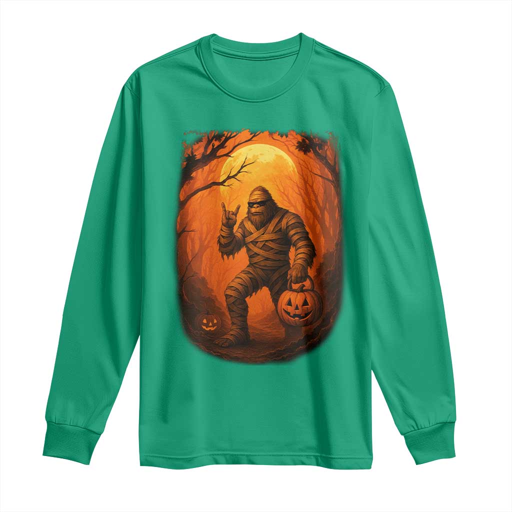 Funny Halloween Bigfoot Scary Spooky Cryptid Sasquatch Long Sleeve Shirt - Wonder Print Shop
