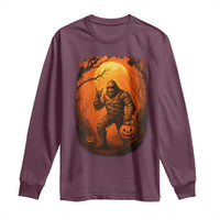 Funny Halloween Bigfoot Scary Spooky Cryptid Sasquatch Long Sleeve Shirt - Wonder Print Shop