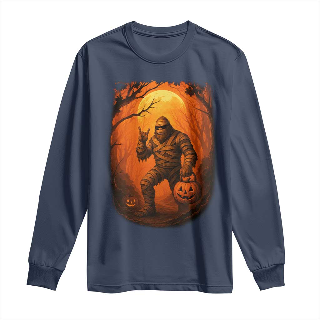 Funny Halloween Bigfoot Scary Spooky Cryptid Sasquatch Long Sleeve Shirt - Wonder Print Shop