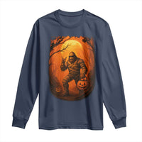 Funny Halloween Bigfoot Scary Spooky Cryptid Sasquatch Long Sleeve Shirt - Wonder Print Shop