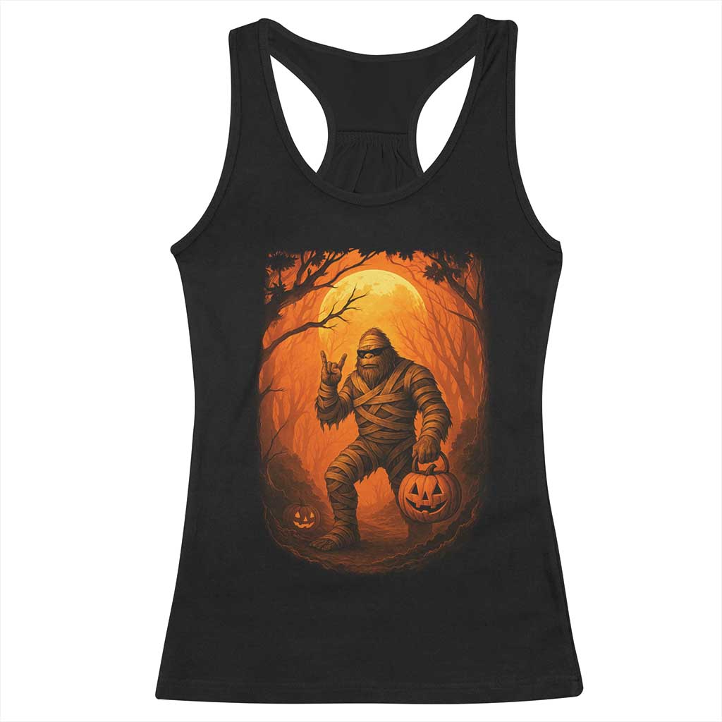 Funny Halloween Bigfoot Scary Spooky Cryptid Sasquatch Racerback Tank Top - Wonder Print Shop