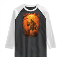 Funny Halloween Bigfoot Scary Spooky Cryptid Sasquatch Raglan Shirt - Wonder Print Shop
