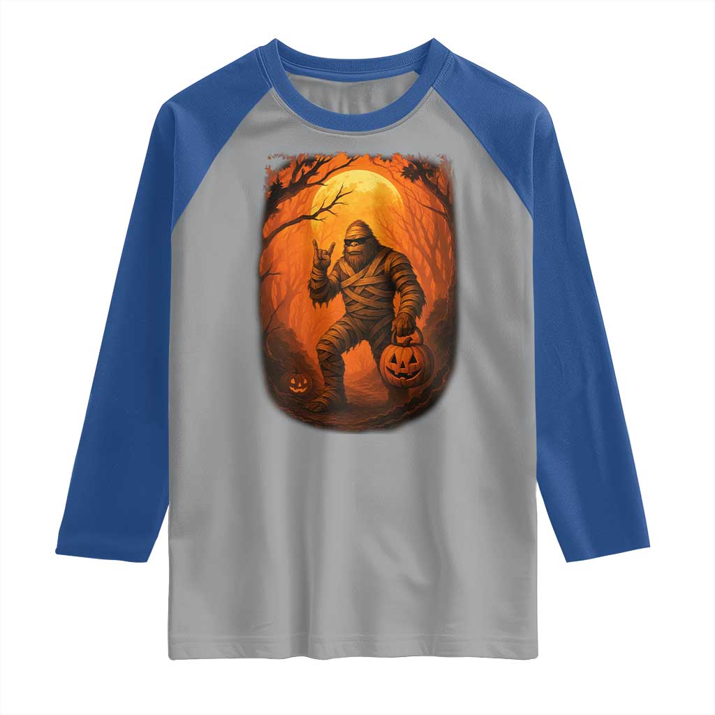 Funny Halloween Bigfoot Scary Spooky Cryptid Sasquatch Raglan Shirt - Wonder Print Shop
