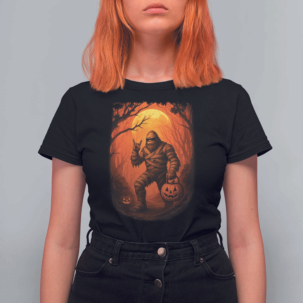 Funny Halloween Bigfoot Scary Spooky Cryptid Sasquatch T Shirt For Women - Wonder Print Shop