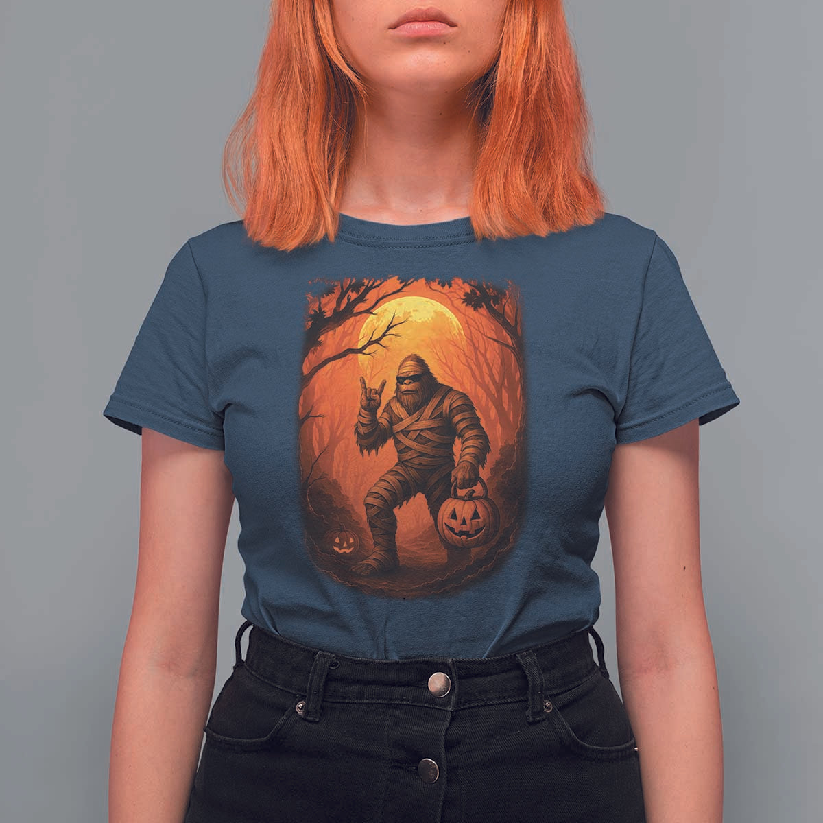 Funny Halloween Bigfoot Scary Spooky Cryptid Sasquatch T Shirt For Women - Wonder Print Shop