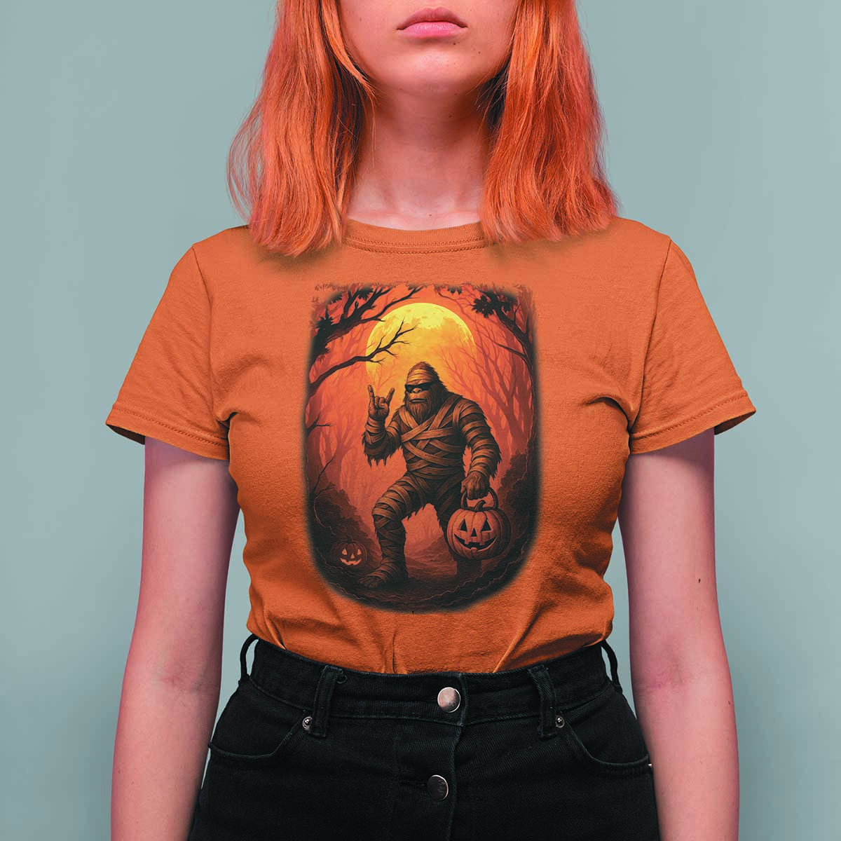 Funny Halloween Bigfoot Scary Spooky Cryptid Sasquatch T Shirt For Women - Wonder Print Shop