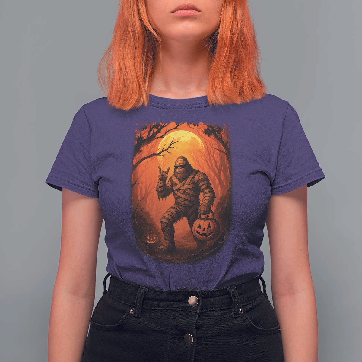Funny Halloween Bigfoot Scary Spooky Cryptid Sasquatch T Shirt For Women - Wonder Print Shop