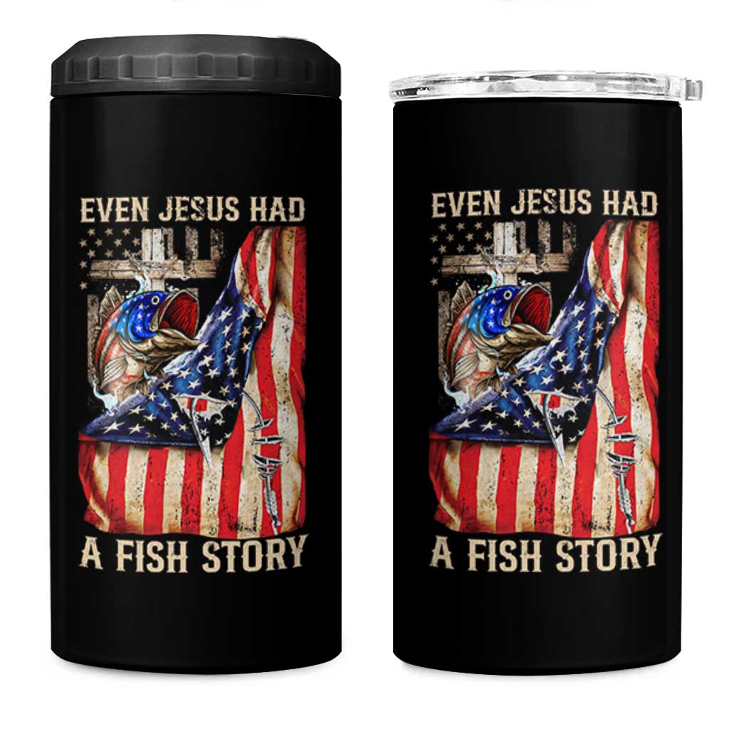 Funny Even Jesus Had A Fish Story 4 in 1 Can Cooler Tumbler Fisherman Christian Fishing - Wonder Print Shop